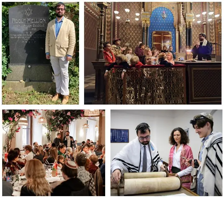 A rabbi leads services, educates children, and engages with congregants at Temple Emanu-El in New York City.