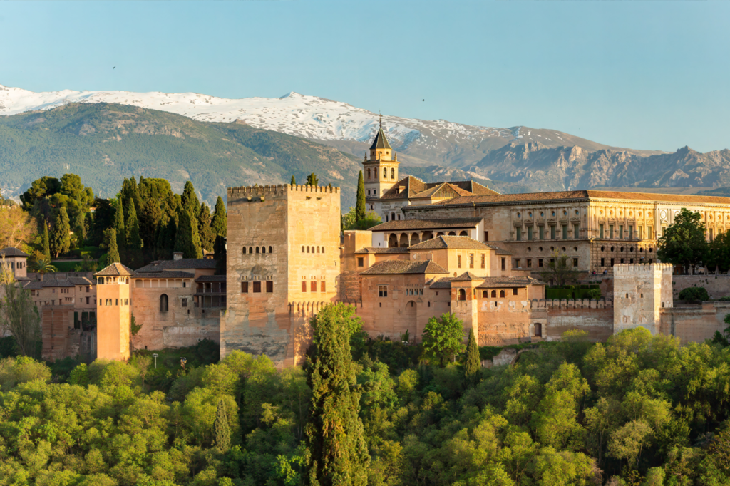 A panoramic view of the Alhambra in Granada, Spain.