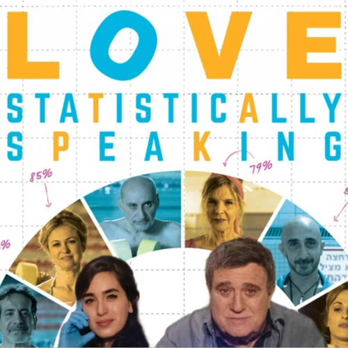 Vibrant LOVE STATISTICALLY SPEAKING text above photos of diverse individuals, each with a percentage displayed next to their face.