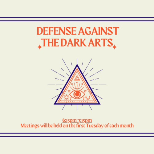 A triangle with an eye and decorative symbols; text reads: Exploring Spiritual Wisdom, with event details below.