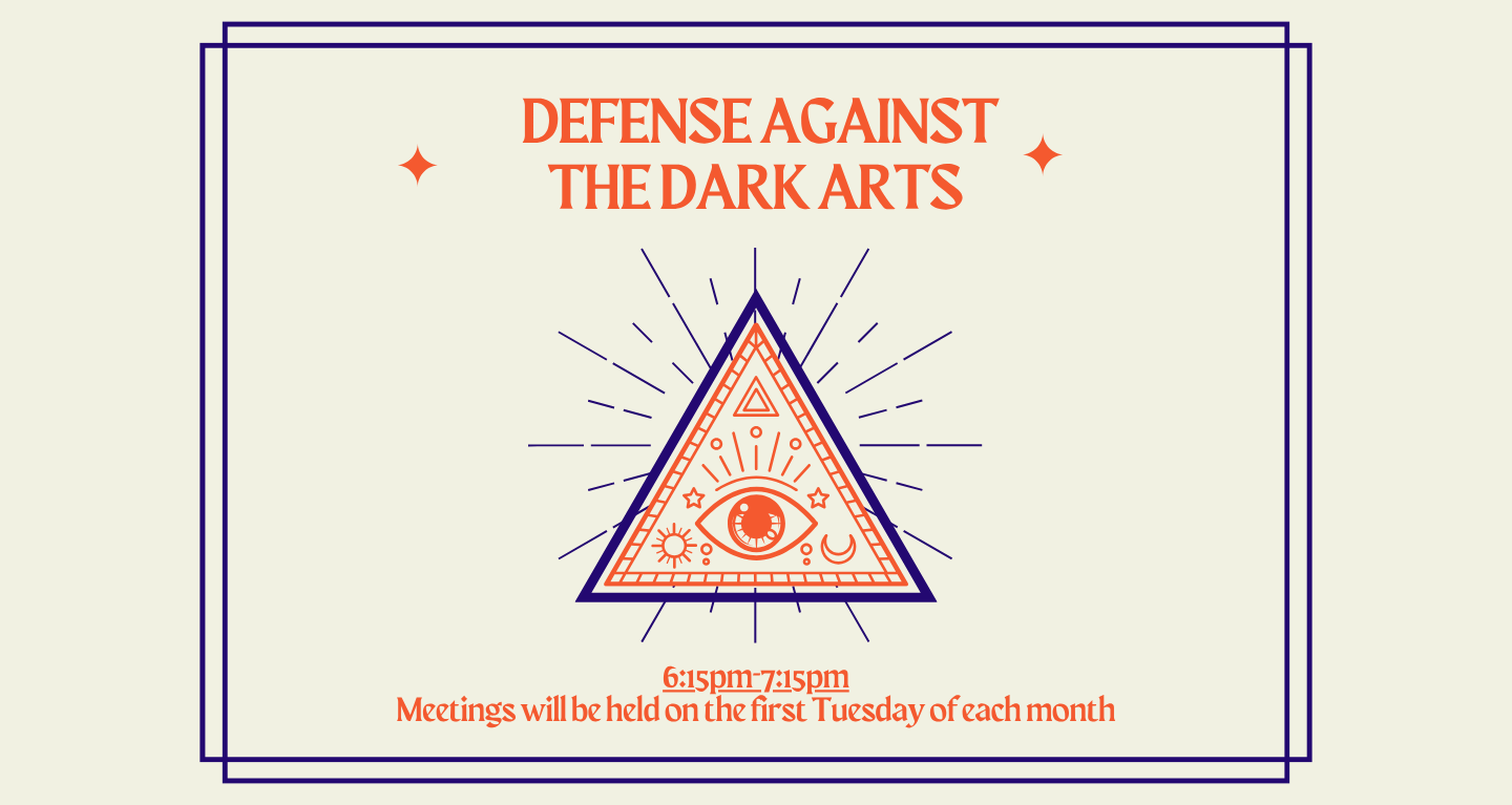 Poster for Jewish Studies and Discussion Group, meeting 6:15–7:15pm, first Tuesday each month. Triangle graphic.
