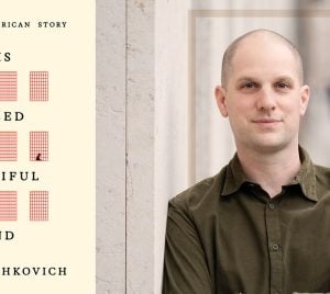 Book cover for This Cursed Beautiful Land featuring a man in a green shirt standing by a wall on the right.